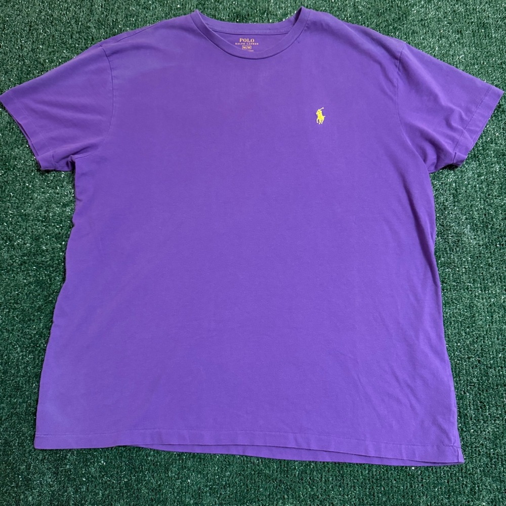 Polo Ralph Lauren Mens Purple Short Sleeve T-Shirt Yellow Pony Logo Size M